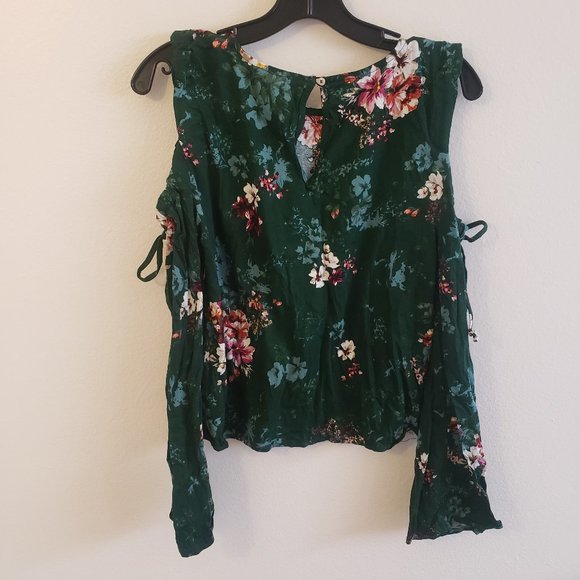 H&M Floral Green Long Sleeve Top XS NWOT! - Picture 6 of 7